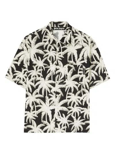 Palm Angels Men's Palms Short Sleeve Shirt In Black