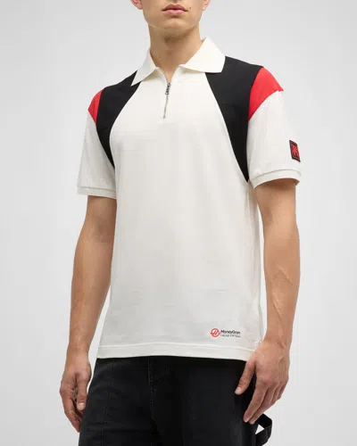 Palm Angels Men's Paxhaas Logo Polo Shirt In Off White Red