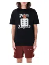 Palm Angels Black T-shirt With Front Dice And Logo Print In Black
