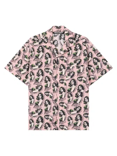 Palm Angels Pinup Bowling Shirt Short Sleeve Graphic In Pink
