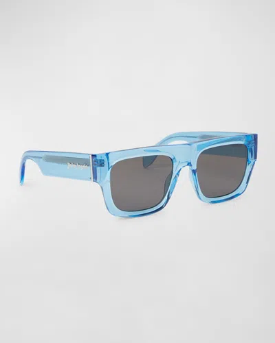 Palm Angels Men's Pixley Acetate Rectangle Sunglasses In Blue