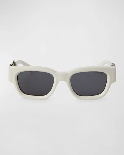 Palm Angels Men's Posey Acetate Rectangle Sunglasses In White