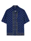 Palm Angels Paisley-print Bowling Shirt In Blue