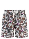 Palm Angels Hula Floral-motif Swim Shorts In Brown