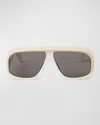 PALM ANGELS MEN'S REEDLEY ACETATE AND METAL SHIELD SUNGLASSES