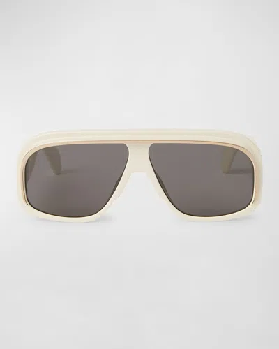 Palm Angels Men's Reedley Acetate And Metal Shield Sunglasses In White