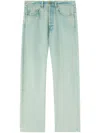Palm Angels Overdyed Straight Leg Jeans In Green