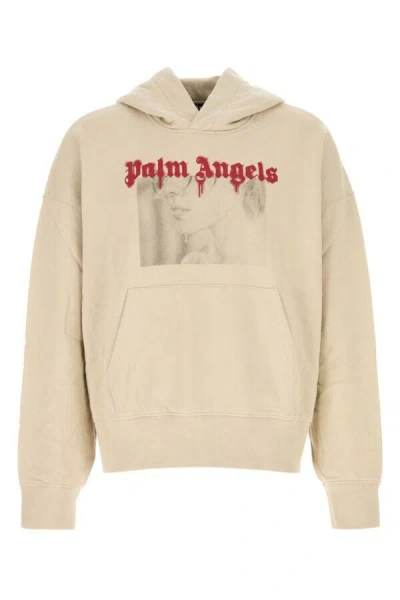 Palm Angels Men Sand Cotton Oversize Sweatshirt In Brown