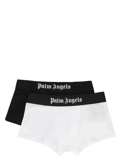 PALM ANGELS MEN'S SET OF TWO COTTON BOXERS | SIZE SMALL | PMUH001C99FAB0020110 COLOR WHITEBLACK