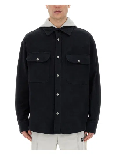 PALM ANGELS MEN'S SHIRT-JACKET WITH MONOGRAM