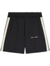 Palm Angels Kids Logo Tape Track Shorts In Black