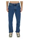 Palm Angels Monogram-embossed Straight-leg Jeans In Baby Blue