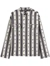 Palm Angels Blackwhite Metal Frame Stripes Overshirt In Black