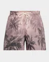 Palm Angels Sunset Palms Swimshorts In Beige - Black