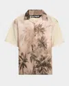 Palm Angels Sunset Palms Bowling Shirt Ss Beige - Bl In Neutral
