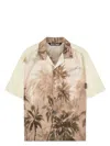 Palm Angels Sunset Palms Bowling Shirt Ss Beige - Bl In Neutral