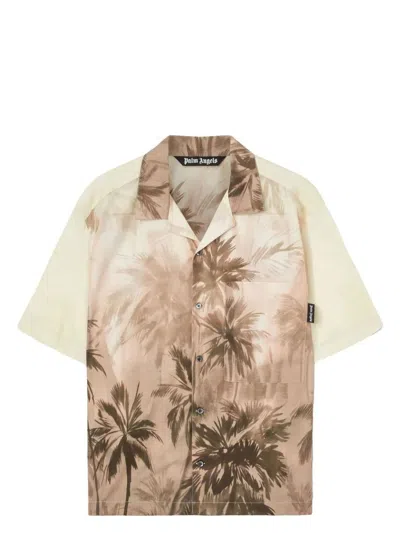 PALM ANGELS MEN'S SUNSET PALMS BOWLING SHIRT SS