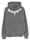 Palm Angels Cotton Hooded Sweatshirt Kangaroo Pocket In Gray