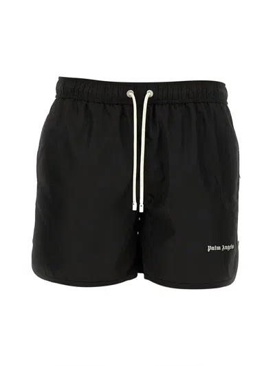 Palm Angels Men Swimsuit With Logo In Black