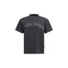 Palm Angels Black Crewneck T-shirt With Maxi Logo Print On The Front In Cotton Man In Black
