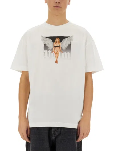 Palm Angels Men T-shirt With Logo In White
