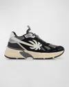 Palm Angels The Palm Black Grey Leather Runner Sneakers In Black Grey