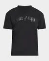 Palm Angels Black Crewneck T-shirt With Maxi Logo Print On The Front In Cotton Man In Black - Black
