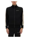 Palm Angels Black High Neck Sweatshirt With Logo Lettering On The Front In Wool Blend Man In Black