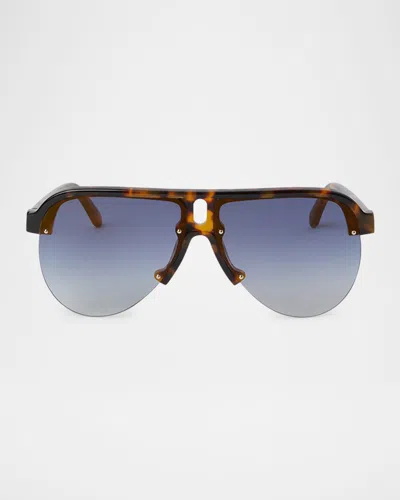 Palm Angels Men's Trinity Acetate Aviator Sunglasses In 16048havana Blue Gradient Flash Gold