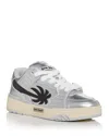 Palm Angels Men's Venice Mirror Leather Low-top Sneakers In Mdium Grey