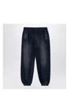 Palm Angels Black Washed Cotton Wide Trousers