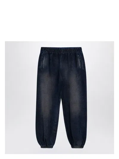 PALM ANGELS MEN'S WASHED COTTON WIDE TROUSERS