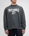 Palm Angels City Washed-effect Sweatshirt In Dark Grey White