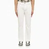 PALM ANGELS MEN'S WHITE MONOGRAM EMBROIDERED REGULAR JEANS FOR SS24