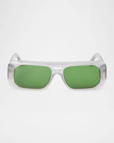 Palm Angels Men's Willow Acetate Rectangle Sunglasses In 10955grey Green
