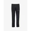 Palm Angels Mens Striped Zipped-cuffs Mid-rise Regular-fit Woven Jogging Bottoms Black And Off White