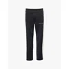 Palm Angels Mens Black And Off White Striped Zipped-cuffs Mid-rise Regular-fit Woven Jogging Bottoms