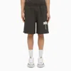 PALM ANGELS MENS GREY COTTON BERMUDA SHORTS WITH PRINT FOR SS24