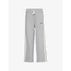 Palm Angels Curved Logo Printed Sweatpants In Grey Melange