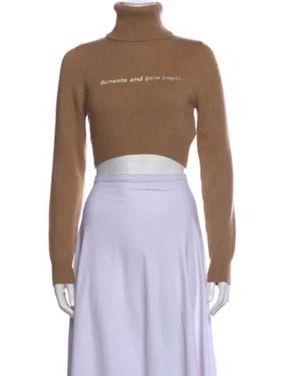 Pre-owned Palm Angels Merino Wool Graphic Print Sweater In Neutrals