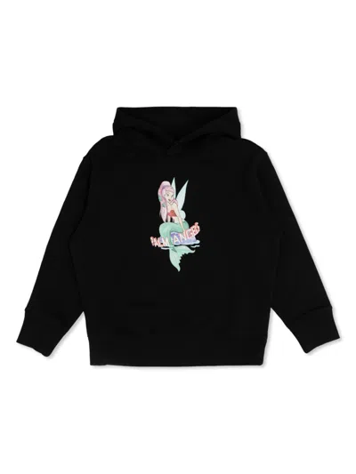 Palm Angels Kids' Mermaid-print Hoodie In Black
