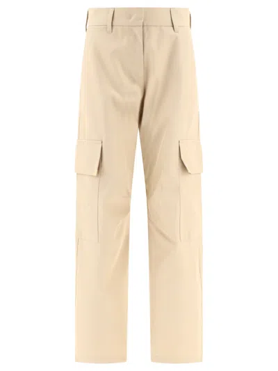Palm Angels Carrot-cut Cotton Trousers In Neutrals