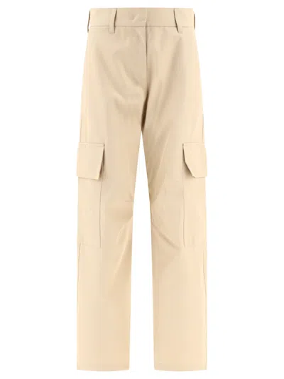 Palm Angels Metal Frame Cotton Blend Pants In Beige