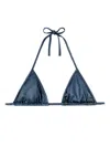 Palm Angels Metallic-effect Triangle Bikini Top In Blau
