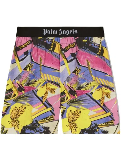 Palm Angels Miami Flower Deck Shorts In Multicolour