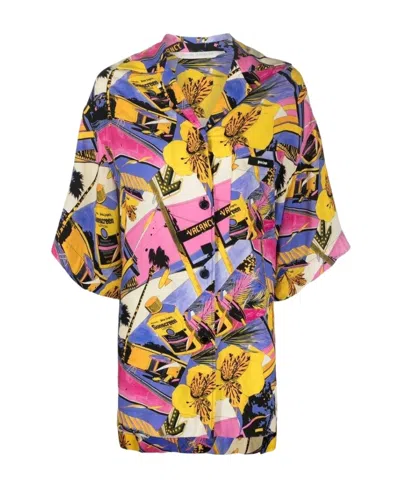 PALM ANGELS PALM ANGELS ALLOVER GRAPHIC PRINTED OVERSIZED BOWLING SHIRT