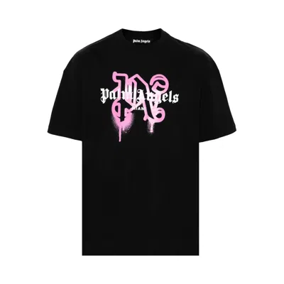 Pre-owned Palm Angels Miami Monogram Spray Print T-shirt 'black' | Men's Size L