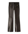 Palm Angels Leather Flared Leg Trousers With Front Patch Pockets In Black