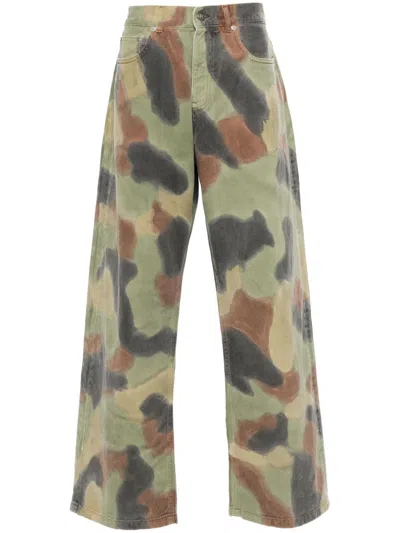 Palm Angels Mid-rise Loose-fit Jeans In Green