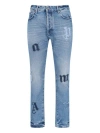 PALM ANGELS MIDNIGHT BLUE STRAIGHT-LEG JEANS FOR MEN